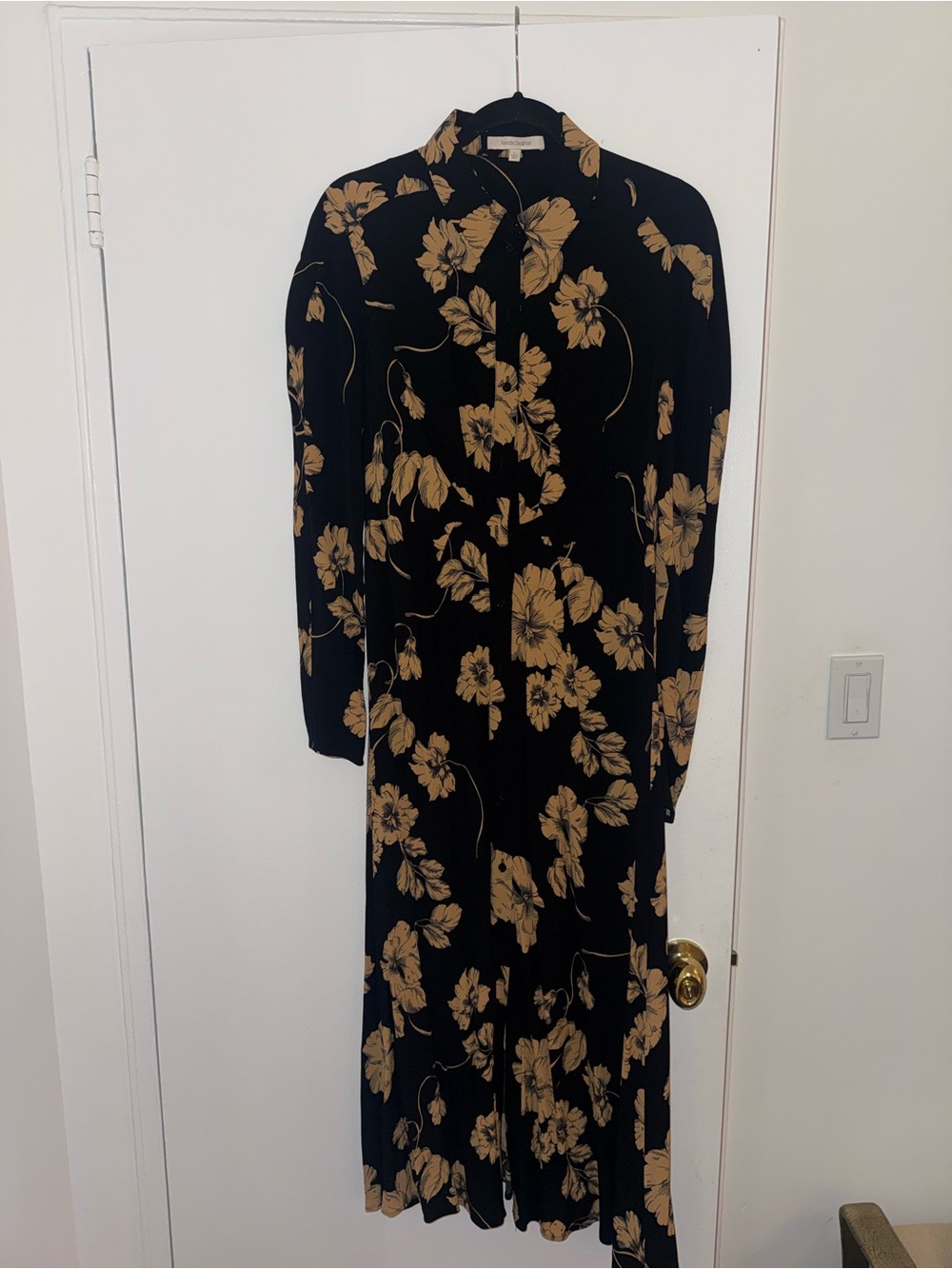 Favorite Daughter Black Maxi Dress with Tan Floral Print